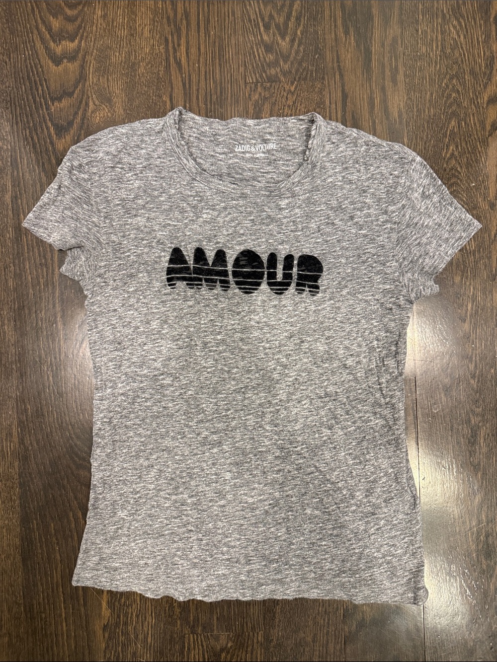 Zadig & Voltaire Grey 'AMOUR' Graphic Short Sleeve Tee